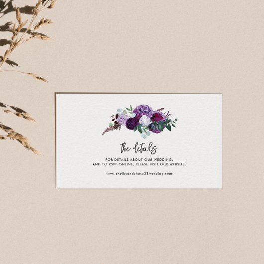 Lila Blumenschrift Begleitkarte