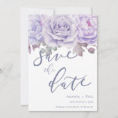Lila Blumenschrift für Aquarellbilder Save the Dat Save The Date (Vorderseite)