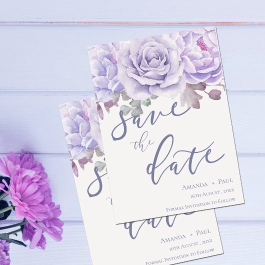 Lila Blumenschrift für Aquarellbilder Save the Dat Save The Date