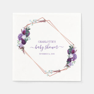 Lila Blumenschrift Girl Babydusche Serviette
