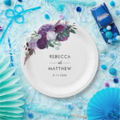 Lila Blumenschrift Pappteller (Party)