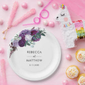 Lila Blumenschrift Pappteller (Party)