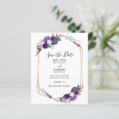 Lila Blumenschrift Save the Date (Stehend Vorderseite)