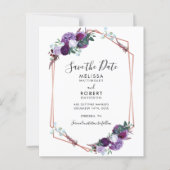 Lila Blumenschrift Save the Date (Vorderseite)