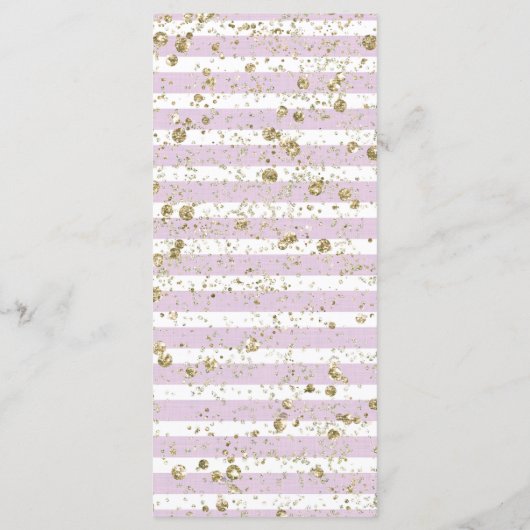 Lila Blumensekt Gold Confetti Wedding Menü Menükarte (Rückseite)