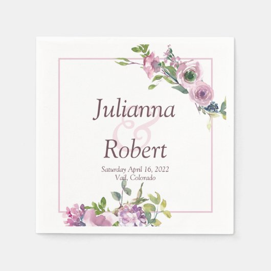 Lila Blumenservietten Serviette (Vorderseite)
