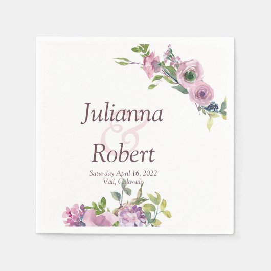 Lila Blumenservietten Serviette (Vorderseite)