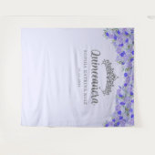 Lila Blumensilber Quinceanera Foto Hintergrund Wandteppich (Vorderseite (Horizontal))