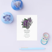 Lila Blumenskelett Gotische Hochzeitseinladung Flyer (Einzeln)