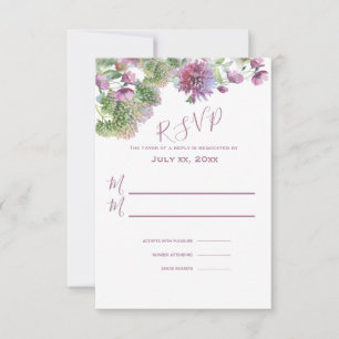 Lila Blumensommer bei Blumenhochzeit RSVP Karte