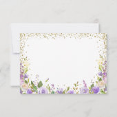 Lila Blumensparkle Gold Glitzer RSVP Karte (Rückseite)