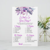 Lila Blumenspiel Was ist in purem Brautparty? Briefpapier (Stehend Vorderseite)