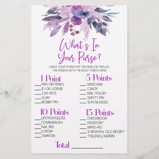 Lila Blumenspiel Was ist in purem Brautparty? Briefpapier (Vorderseite)