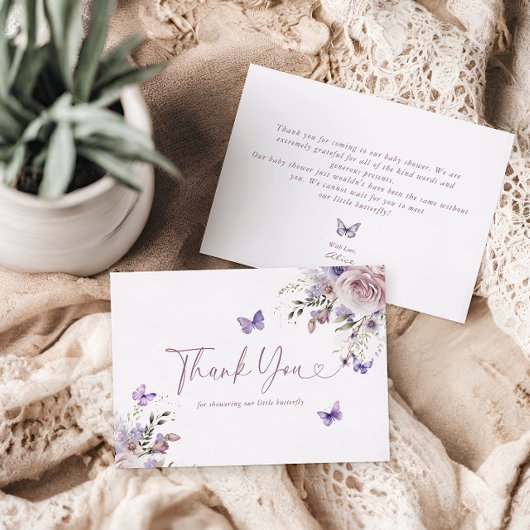 Lila Blumenspülung Schmetterling Dankeschön Karte