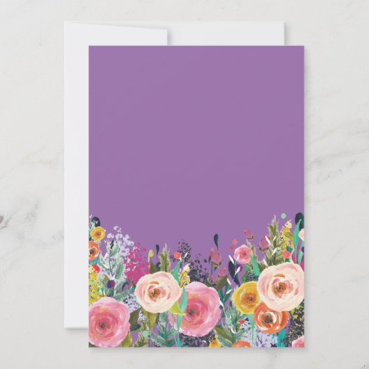 Lila Blumenstrauß 50. Geburtstag Einladung (Rückseite)