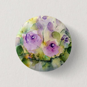 Lila Blumenstrauß Aquarell Button