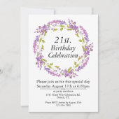 Lila Blumenstrauß Boho individuell anpassbar 21. Einladung (Vorderseite)