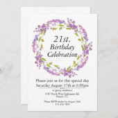 Lila Blumenstrauß Boho individuell anpassbar 21. Einladung (Vorne/Hinten)