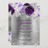 Lila Blumenstrauß Einladung (Vorne/Hinten)