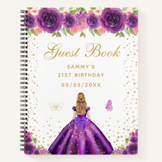 Lila Blumenstrauß-Gästebuch Notizblock (Vorderseite)