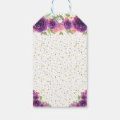 Lila Blumenstrauß-Girl zum Geburtstag Geschenkanhänger (Rückseite)