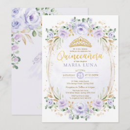 Lila Blumenstrauß Mis Quince 15. Geburtstag Einladung