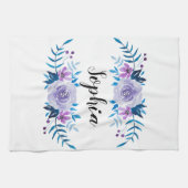 Lila Blumenstrauß mit Wasserfarbe Eigener Text Handtuch (Horizontal)