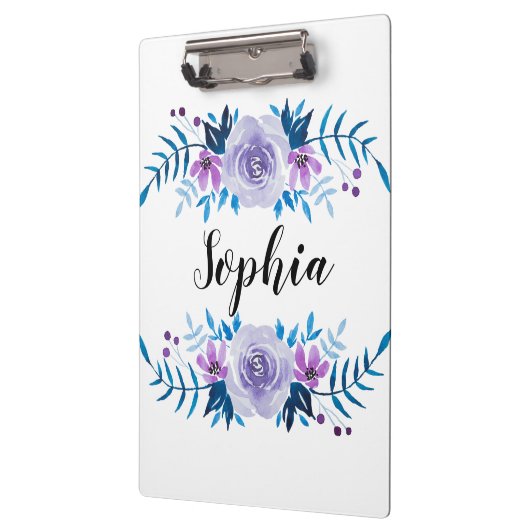 Lila Blumenstrauß mit Wasserfarbe Eigener Text Klemmbrett (Links)