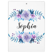 Lila Blumenstrauß mit Wasserfarbe Eigener Text Klemmbrett (Rückseite)