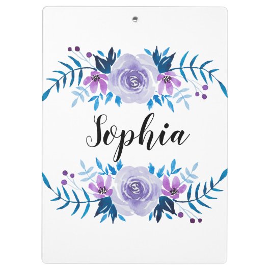 Lila Blumenstrauß mit Wasserfarbe Eigener Text Klemmbrett (Rückseite)