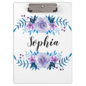 Lila Blumenstrauß mit Wasserfarbe Eigener Text Klemmbrett (Vorderseite)