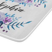Lila Blumenstrauß mit Wasserfarbe Eigener Text Schneidebrett (Ecke)