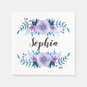 Lila Blumenstrauß mit Wasserfarbe Eigener Text Serviette (Vorderseite)