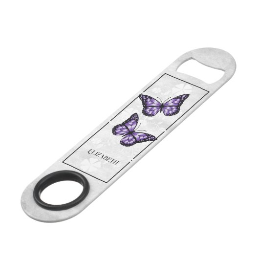 Lila Blumenstrauß Personalisierter Bar Key (Vorderseite Schrägansicht)