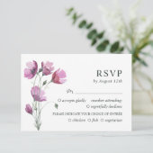 Lila Blumenstrauß. Rustikale einfache Hochzeit RSV RSVP Karte (Stehend Vorderseite)