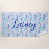 Lila Blumenstrauß Strandtuch (Vorderseite)