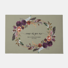 Lila Blumenstrauß, wie Sie willkommen sind Fußmatte