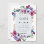 Lila Blumenstrauß Wildblumen Eleganter QR-Code Hoc Einladung (Vorderseite)
