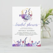 Lila blumensukkuläres Brautparty Einladung (Stehend Vorderseite)