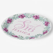 Lila Blumensüß 16 Pappteller (Schrägansicht)