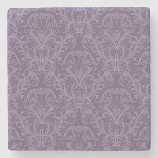 Lila Blumentapete 2 Steinuntersetzer (Vorderseite)