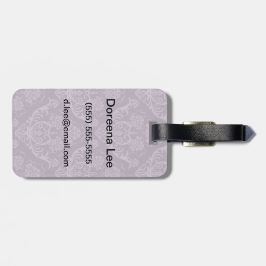 Lila Blumentapete Gepäckanhänger (Rückseite horizontal)