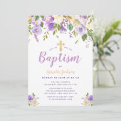 lila Blumentaufe Einladung (Stehend Vorderseite)