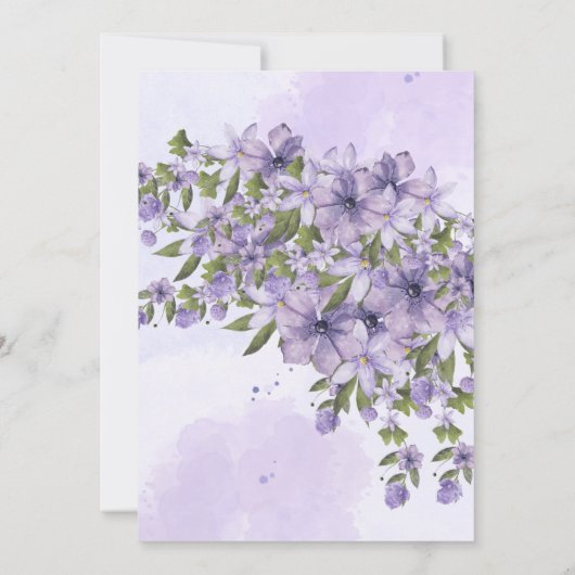 Lila Blumentaufen Einladung (Rückseite)