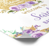 Lila Blumentee Party Babydusche Begrüßungszeichen Poster (Ecke)