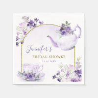 Lila Blumenteetikett Napkin Brautparty