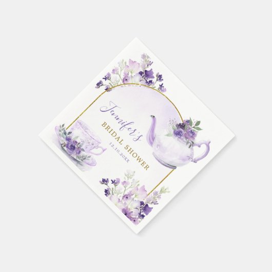 Lila Blumenteetikett Napkin Brautparty Serviette (Ecke)