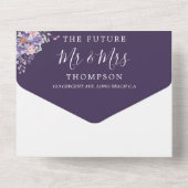 Lila Blumenträume Einfache QR-Hochzeit All In One Einladung (Rückseite)