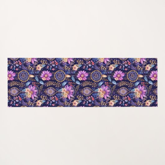 Lila Blumenträume Yogamatte (Rückseite (Horizontal))