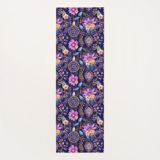 Lila Blumenträume Yogamatte (Rückseite)